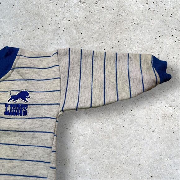 Vintage Detroit Lions Toddler Sweatshirt Made in USA Blue Striped - Picture 3 of 9